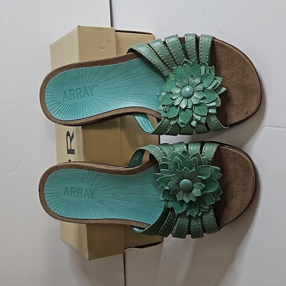 Array Maui Slide With Flower Sz 7.5m Turquoise Nib - image 1